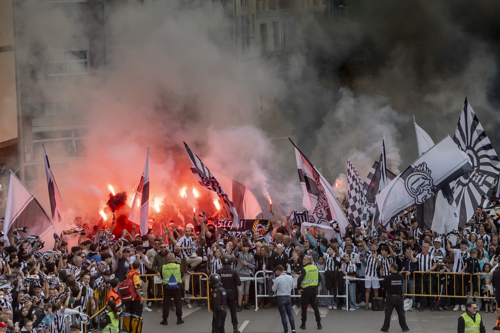 Aficionados con banderas